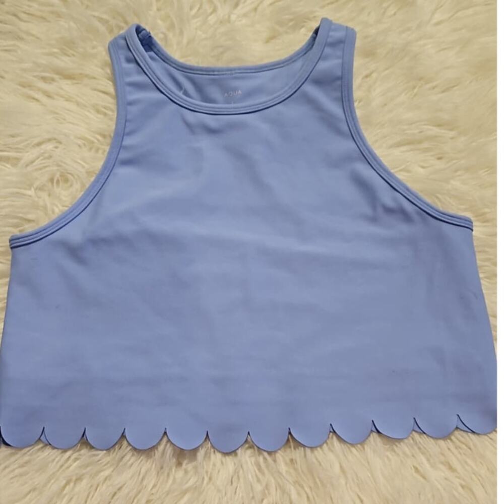 AQUA Athletic Scallop-Hem Crop Top – Exclusive to Bloomingdale’s - Picture 2 of 6